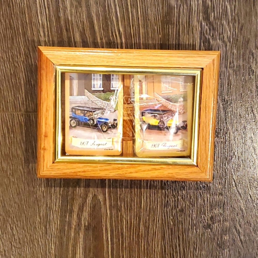 Wooden Card Box - 2 decks of Car Cards - New Playing cards